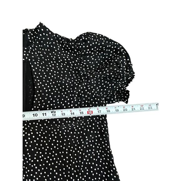 FRAME Women's Black & White Keyhole Neck Polka Dot Silk Blouse Top Petite Size S - Picture 7 of 8